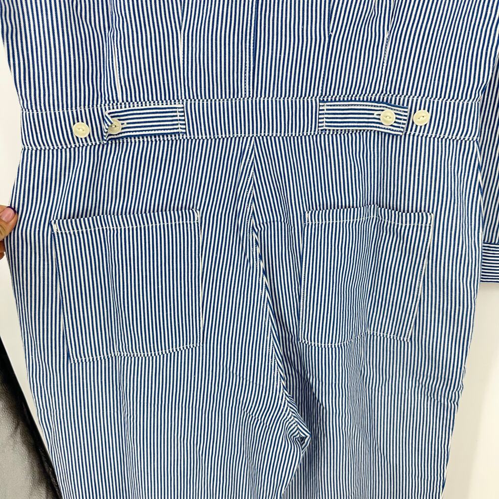 Outerknown Womens Overall Jumpsuit Size M Blue Stripe Linen Coastal Minimalist - Picture 10 of 16